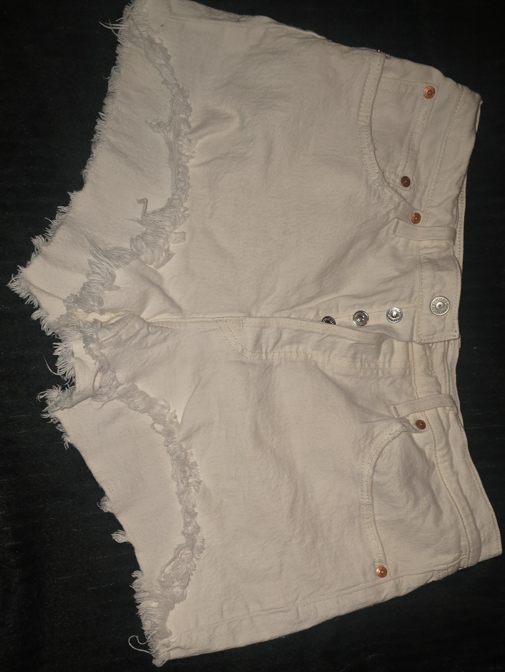 Levi's White Frayed Hem Women's Denim Shorts